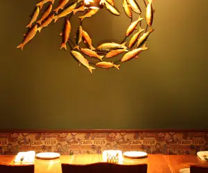 Art on the wall - gold colored school of fish